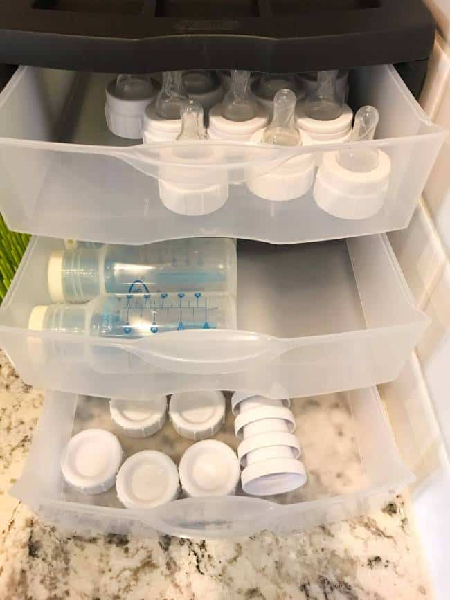 plastic organizer for baby bottle organization