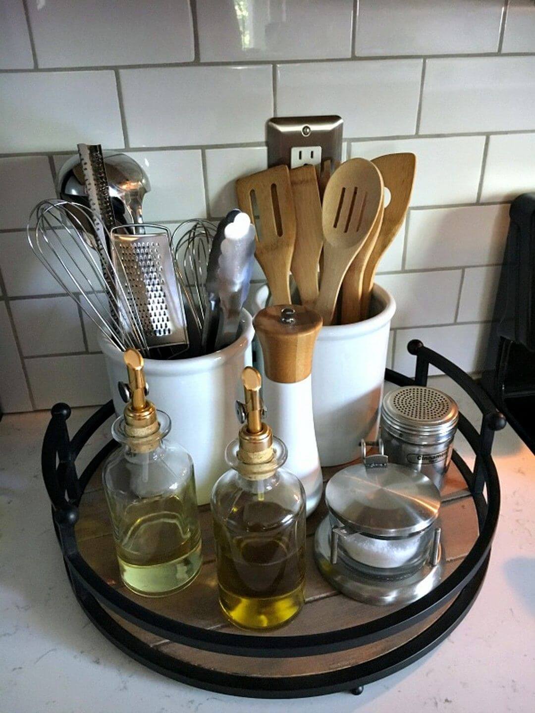 Lazy susan for kitchen counter organization