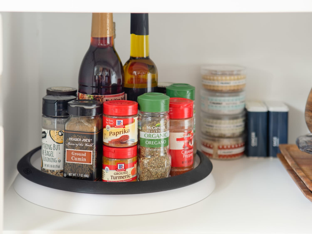 Lazy Susan having kitchen items