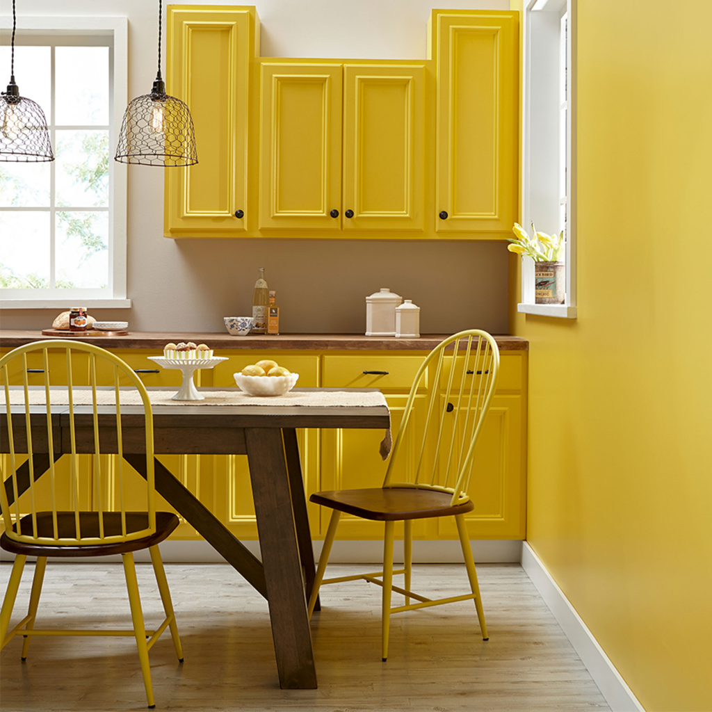 lemon-colored kitchen