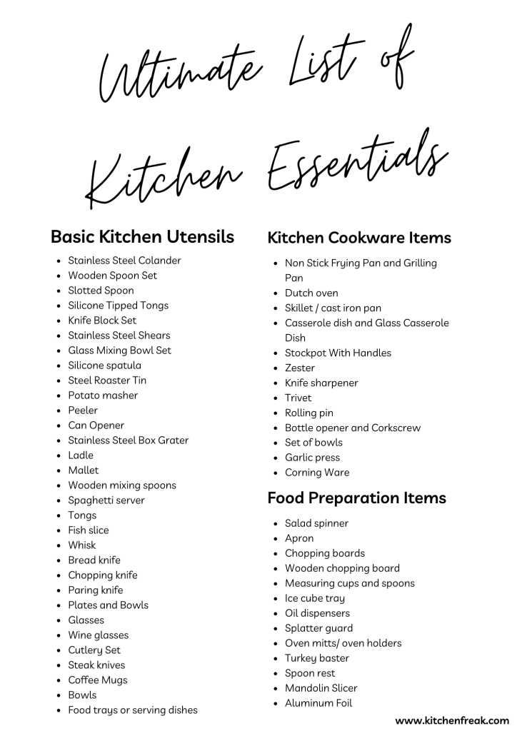 ultimate list of kitchen essentials for new home