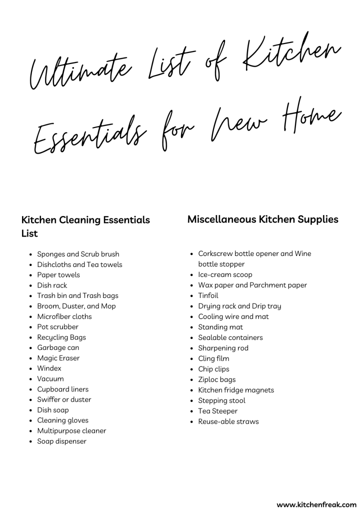 kitchen cleaning essentials list
