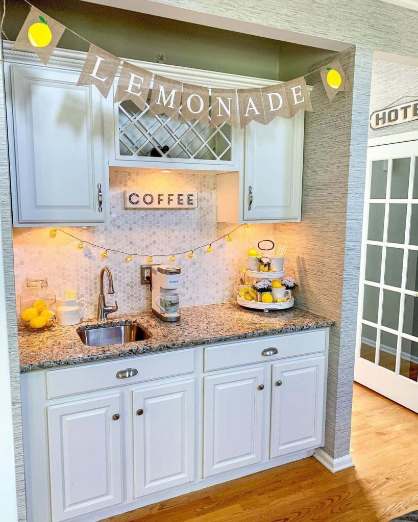 coffee station with lemon theme | coffee bar ideas