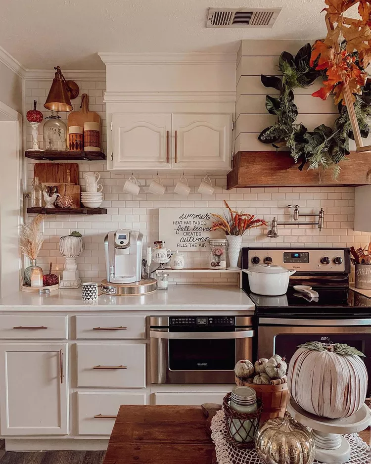 beautiful coffee station with white kitchen