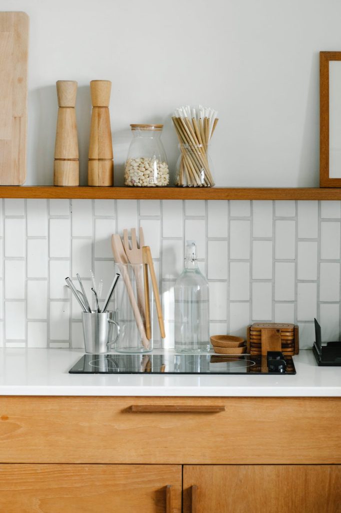 white countertop with white backsplash
