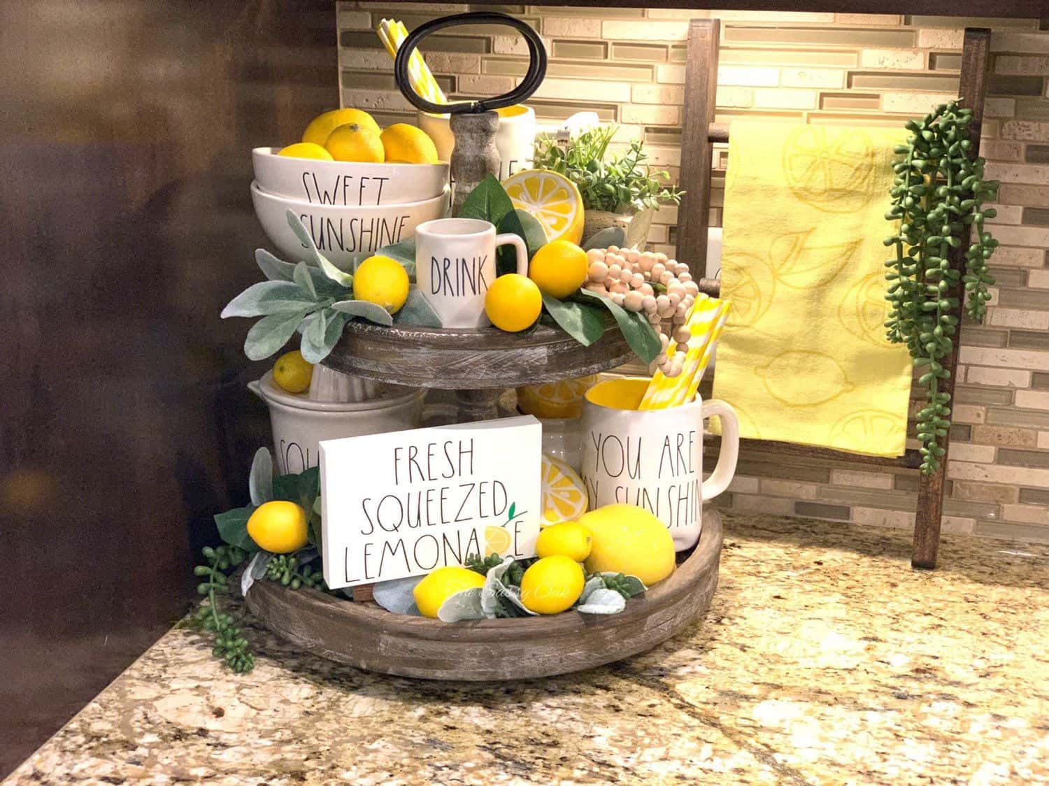 lemons displayed on a countertop for lemon kitchen