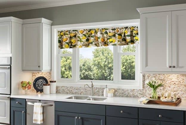 citrus themed window curtain for kitchen