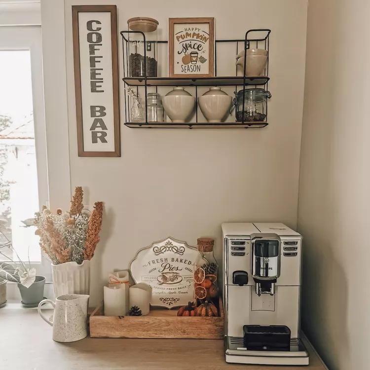 coffee station ideas with seasonal decor