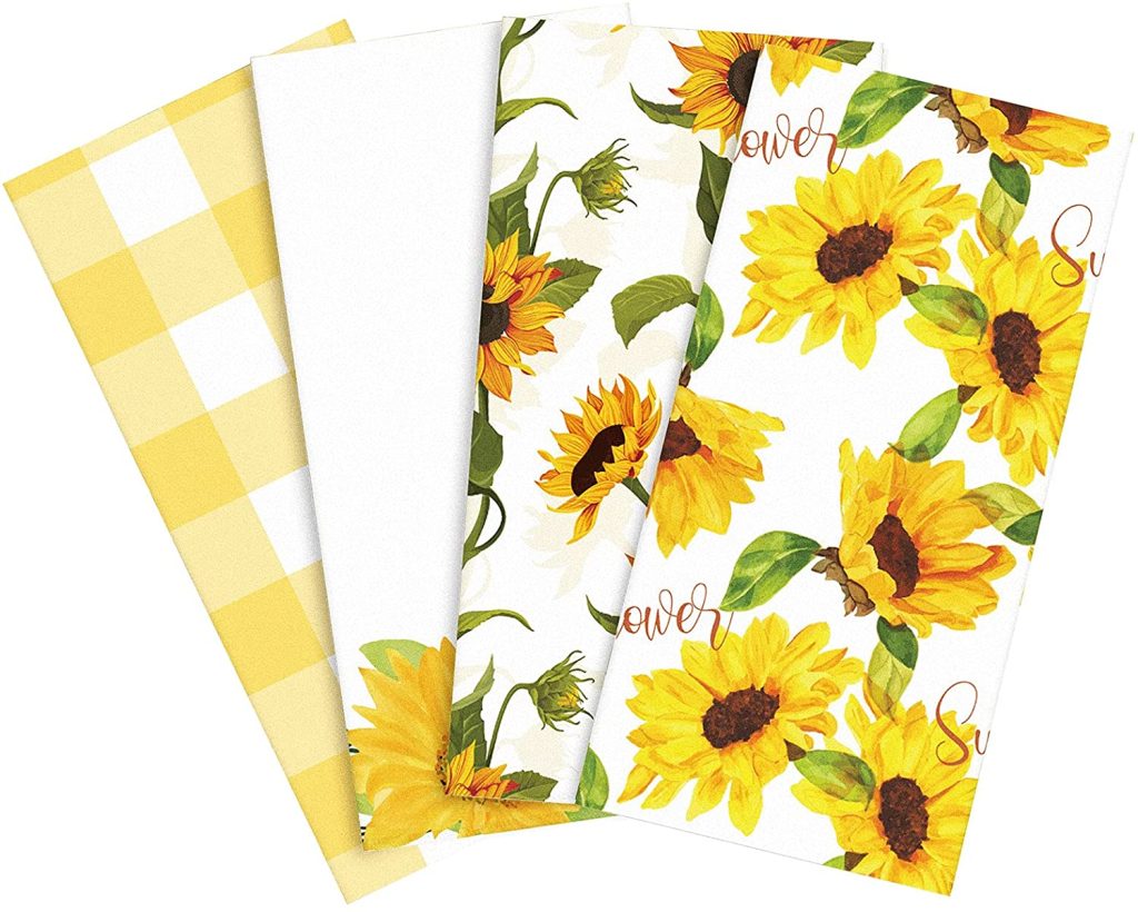 sunflower themed kitchen towels