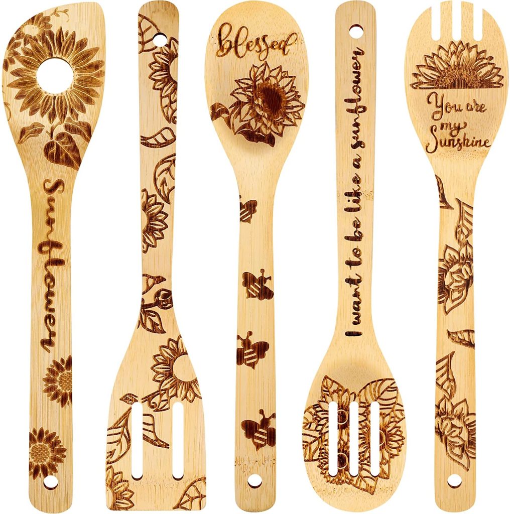 Sunflower wooden spoons