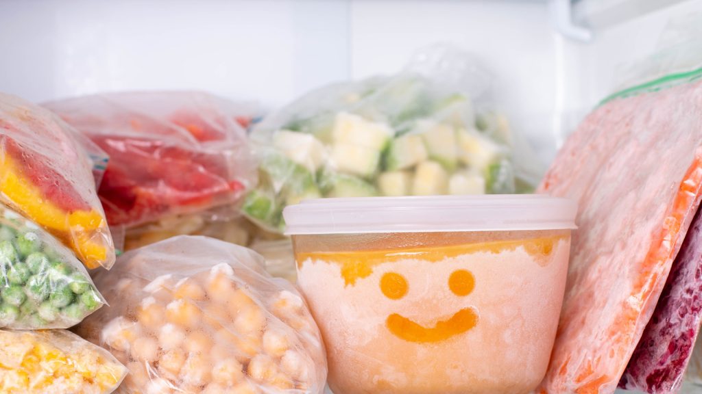 Healthy food stored in freezer